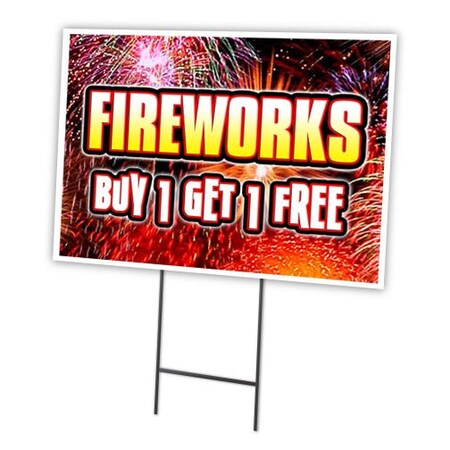 Signmission Fireworks Buy 1get1 Fr Yard & Stake outdoor plastic coroplast window, C-1824 Fireworks Buy 1Get1 Fr C-1824 Fireworks Buy 1Get1 Fr